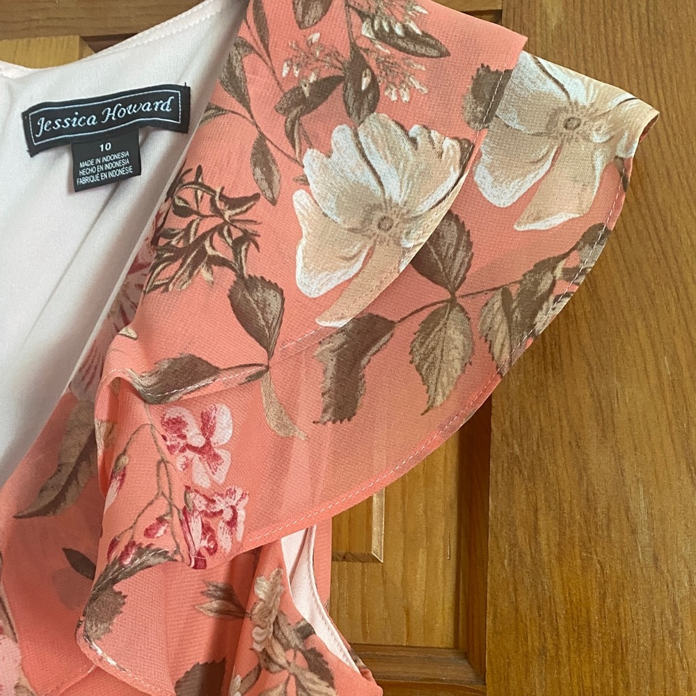 NWT Jessica Howard Floral Pink Wrap Dress Size 10 - Picture 6 of 9